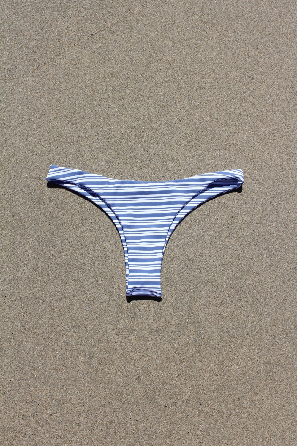 Blue and white striped flattering bikini bottoms